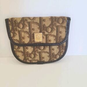 Auth Christian Dior Monogram Trotter Coin Case Brown Small Wallet Compact Retro
